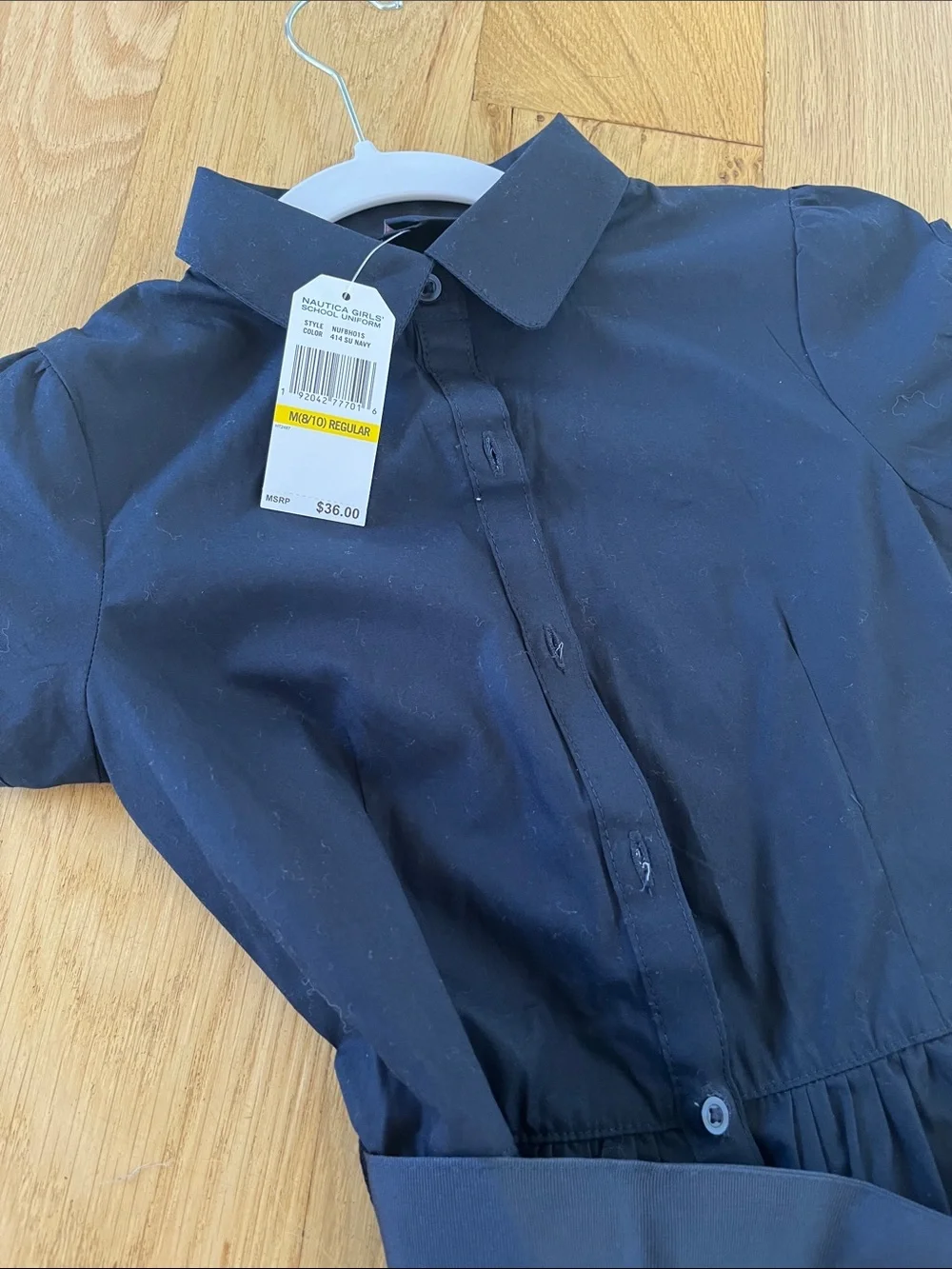 Navy blue Nautica Girl’s Short-Sleeve Shirt Dress with Belt
